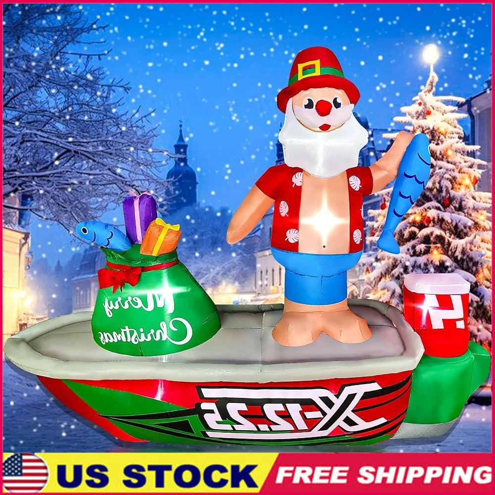 8ft-inflatable-christmas-santa-claus-fishing-boat-lighted-decoration-durable-weather-resistant-led-blown-up-outdoor-yard-decor