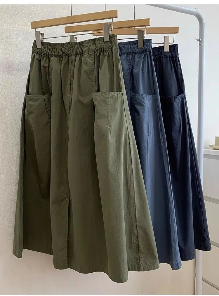

Korean Style plus Size Workwear Skirt High Waist Slimming Summer Mid-Length Slit Skirt for plus Size Women up to 300 Pounds
