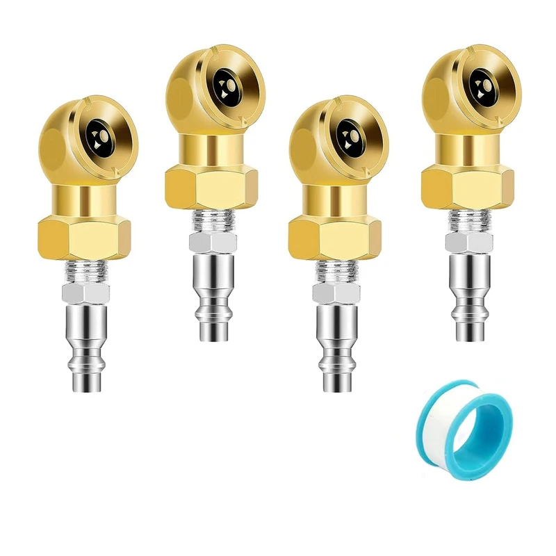 

4 шт. 1/4 дюйма воздушный патрон, колпачки для давления в шинах, портативный воздушный патрон, закрытый латунный шариковый насос для накачивания манометра, компрессора