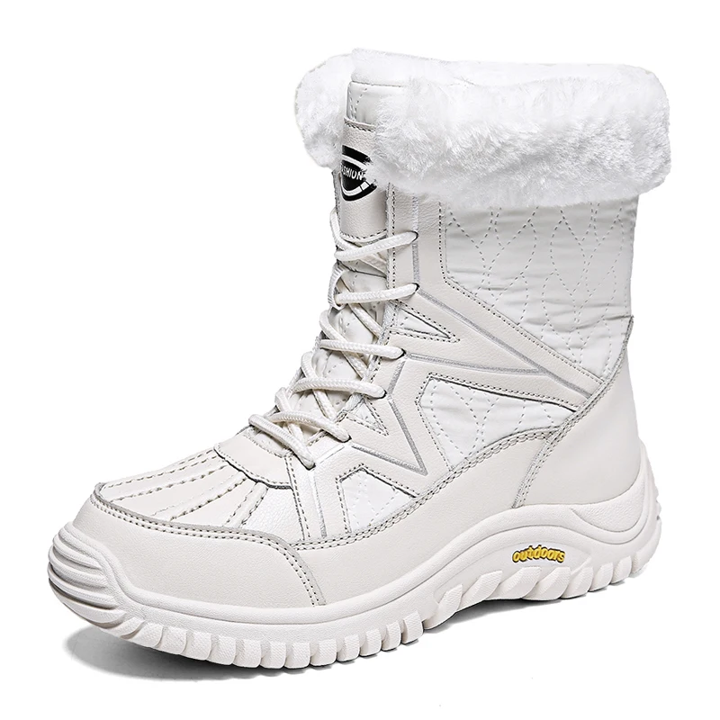 

QZHSMY Women Boots Winter White Snow Boot Short Style Waterproof Upper Non-slip Quality Plush Black Botas Mujer Invierno