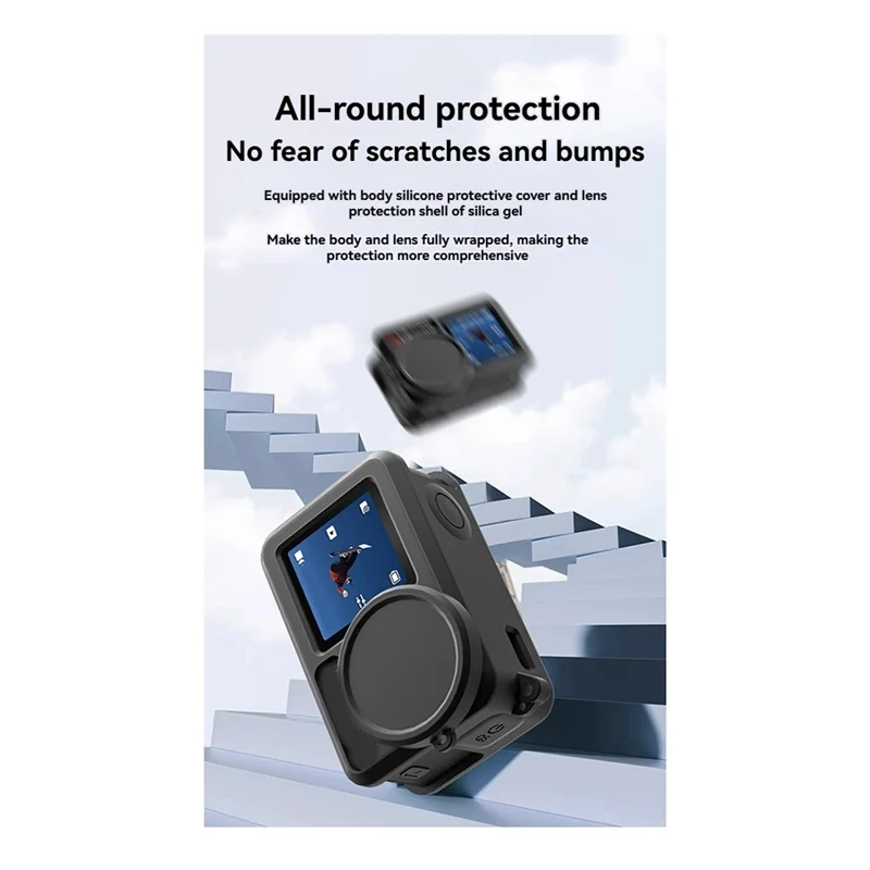

Classy-For DJI Action 5 Pro Silicone Case Protective Cover Anti-Fall And Anti-Lost Rope Sports Camera Accessories A