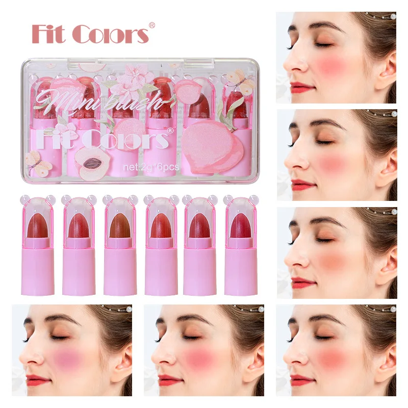 Fit Colors 6colors/set mini Multi-function Set matte Mist Lipstick Long-lasting Blush Pearl Eyeshadow