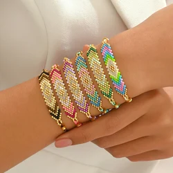 ZHONGVI Boho Ethnic Woven Multicolor Bracelets For Women Handmade Rope Charm Bracelet Friend Gift Miyuki Beads Jewelry