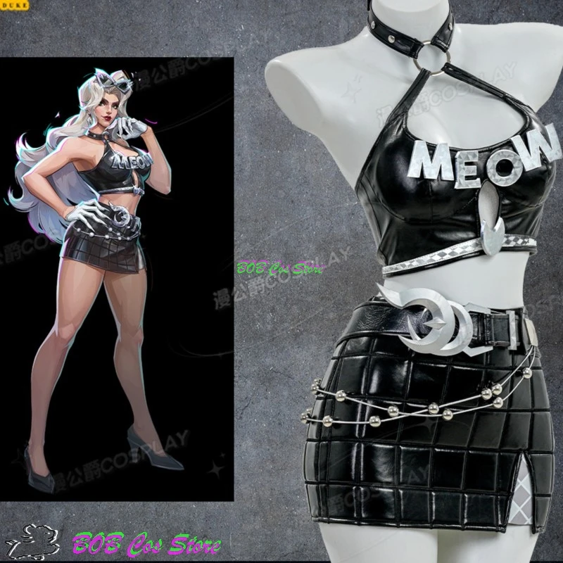 Epic Skin Urban Predator Black Hardy Cat Cosplay Set Skirt+ Tube+ Wig Glasses Rivals Women Halloween Carnival Roleplay Costume view 2