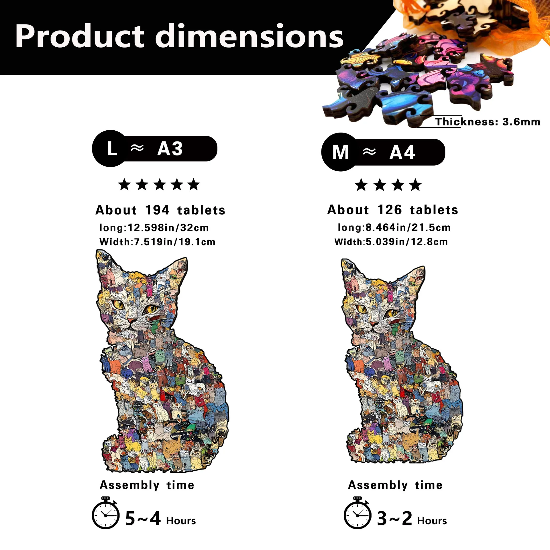 Wooden Jigsaw Puzzle Cat-shaped Irregular Puzzle Pieces Educational Game Birthday Xmas Gifts for Cat Lovers Money Box Home Decor