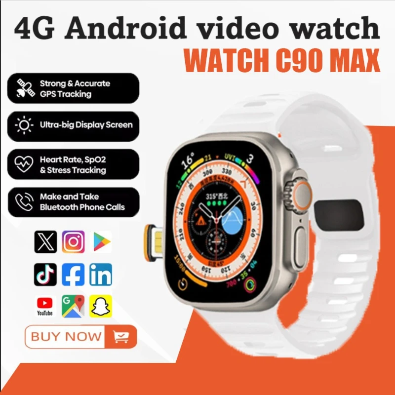 

Смарт-часы C90 Max включает 4G5G Andorid90, камера 800 Вт, Wi-Fi, GPS, положение HR, Google Player, приложение Download S10 Ultra Smart Watch