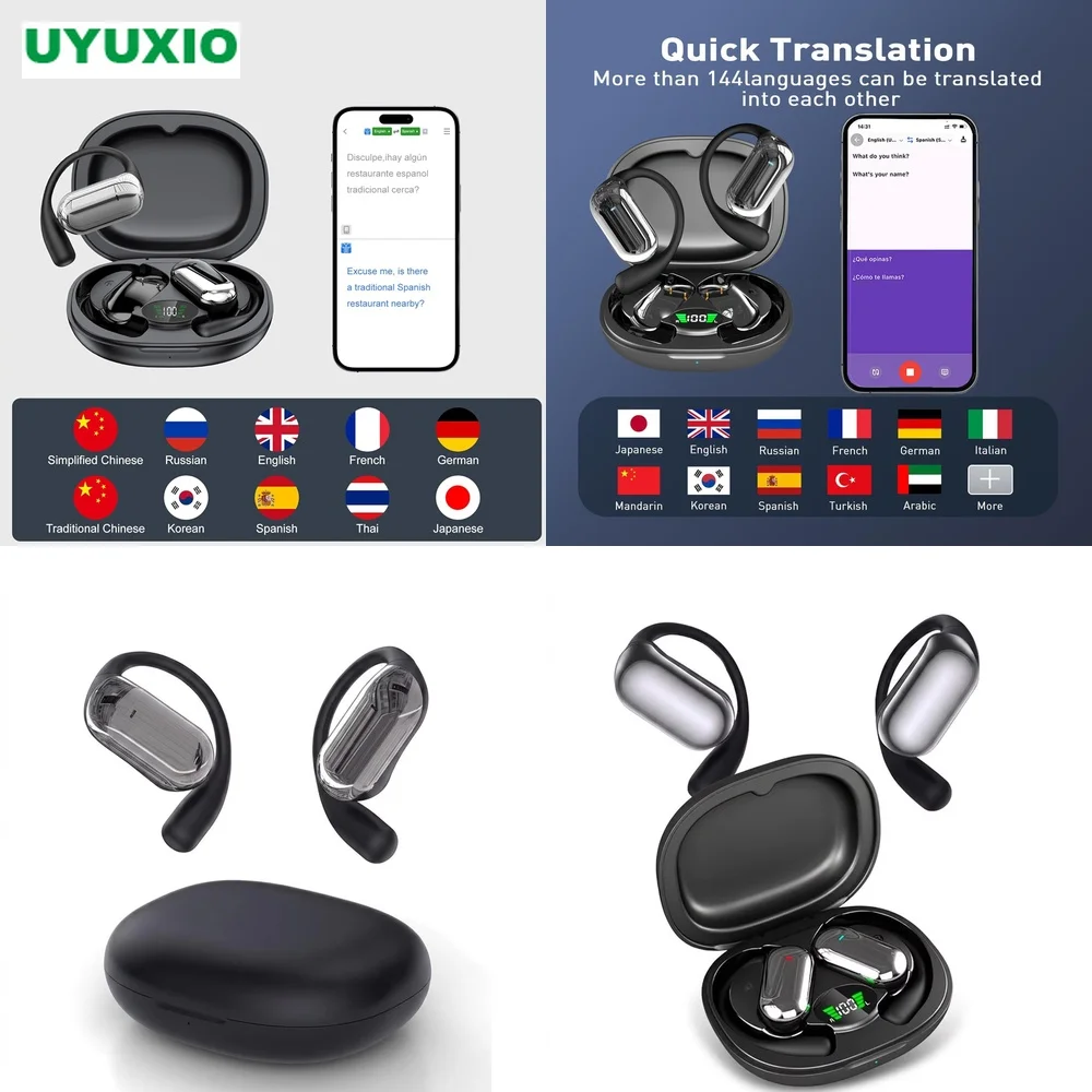 Translator Headphones No Subscription 4 Modes Open-Ear 144 Languages OWS Earbuds OWS BT 5.4 Real-Time Translation Best Fast