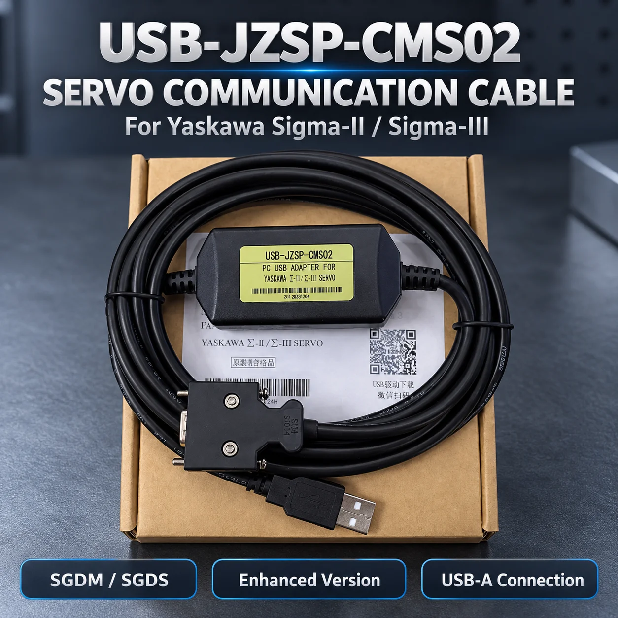 Industrial USB-JZSP-CMS02 Download Cable for Yaskawa Sigma-II Sigma-III SGDM SGDS, Enhanced, Real-time Monitoring Line