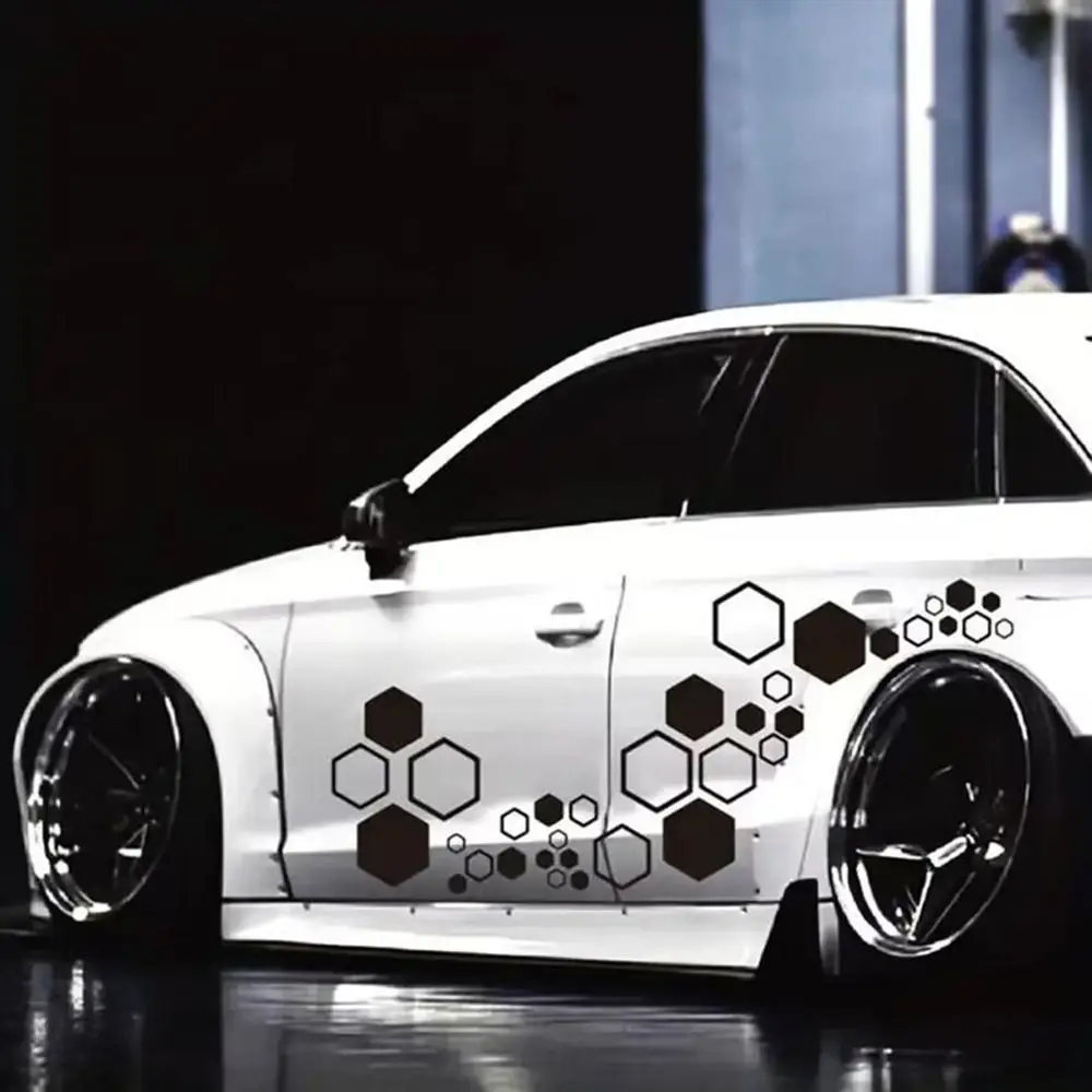 

Waterproof Car Modification Car Decals Trims DIY Universal Car Door Stickers Vinyl Hexagon Honeycomb Decals