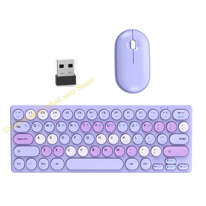 

J60A 64Keys Wireless Keyboards And Ergonomic Mouse Combo With Receiver Plugs Play PC Laptop Thin Retro