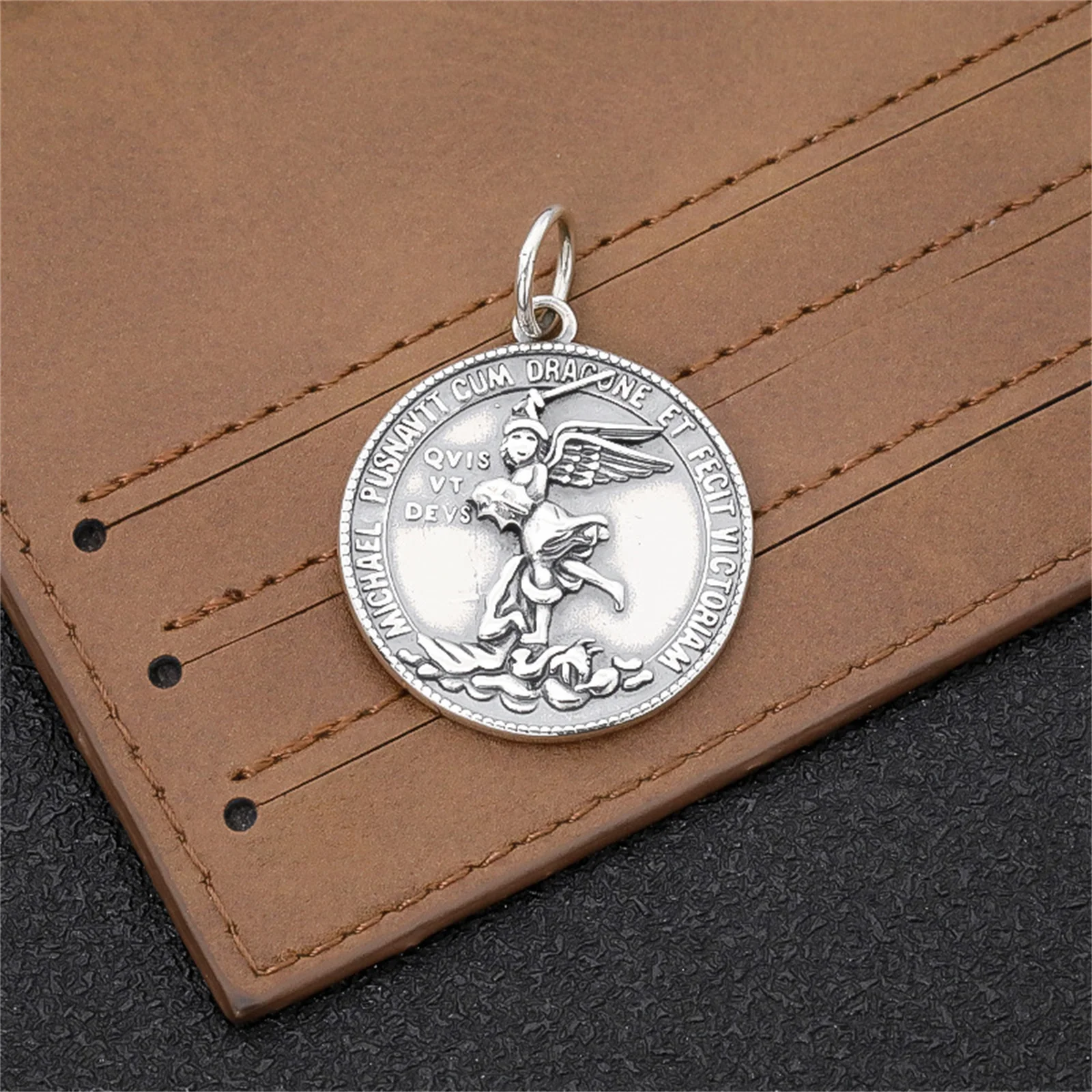 Saint Michael Medal the Archangel Fought with Dragon Real 925 Sterling Silver Pendant Necklace for Men Women Religious Jewelry