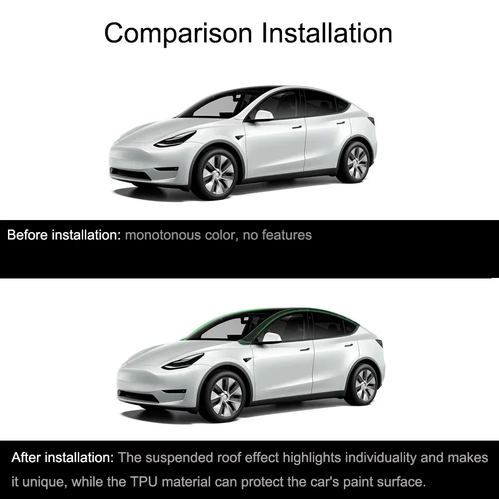 Roof Film for Tesla Model Y 2020-2023 Invisible Car Body Suit Original Vehicle Black TPU Protective Film