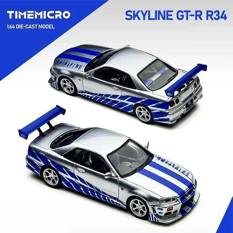 Time Micro 1:64 Skyline GTR R34 F&F Diecast Diorama Car Model Collection Toy TM