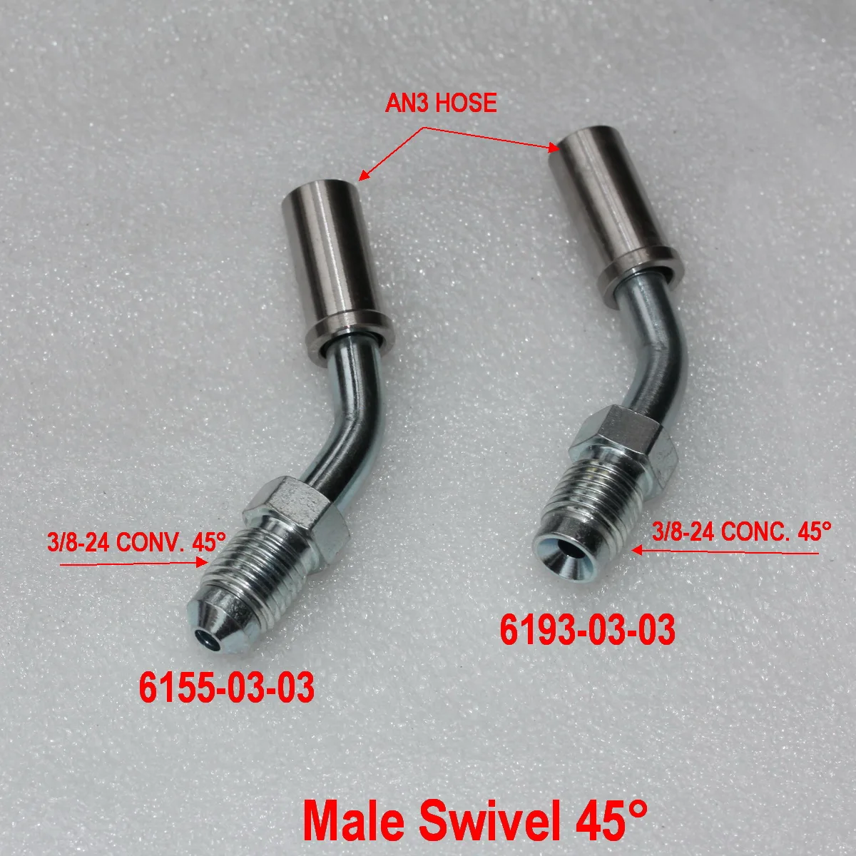 

3/8-24 Male Swivel Fitting 45 Degree for An3 Braided Hose