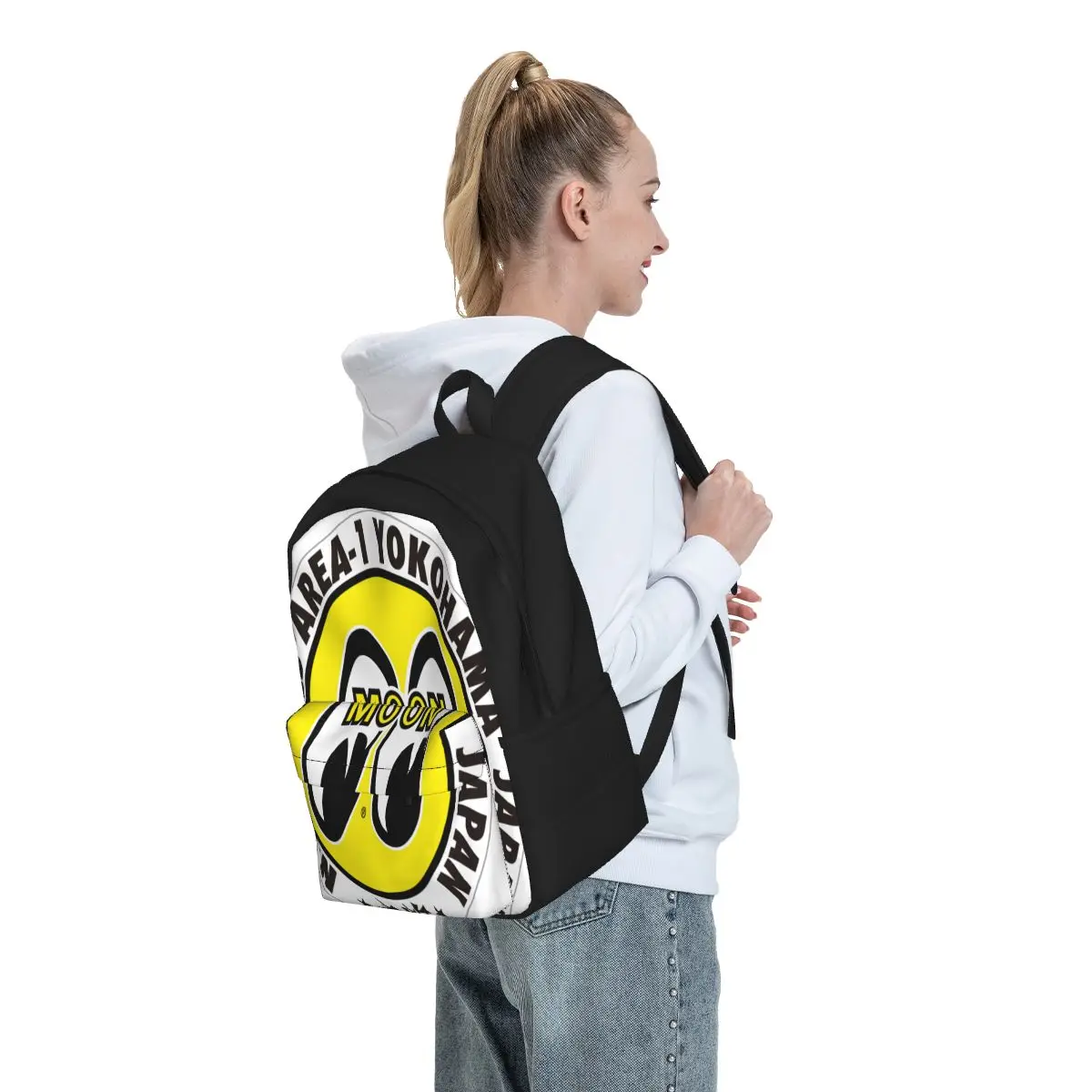 Mooneyes Moon Men Ladies Backpack Hip Hop Casual Large Capacity Waterproof Fashionable Laptop Bag Travel