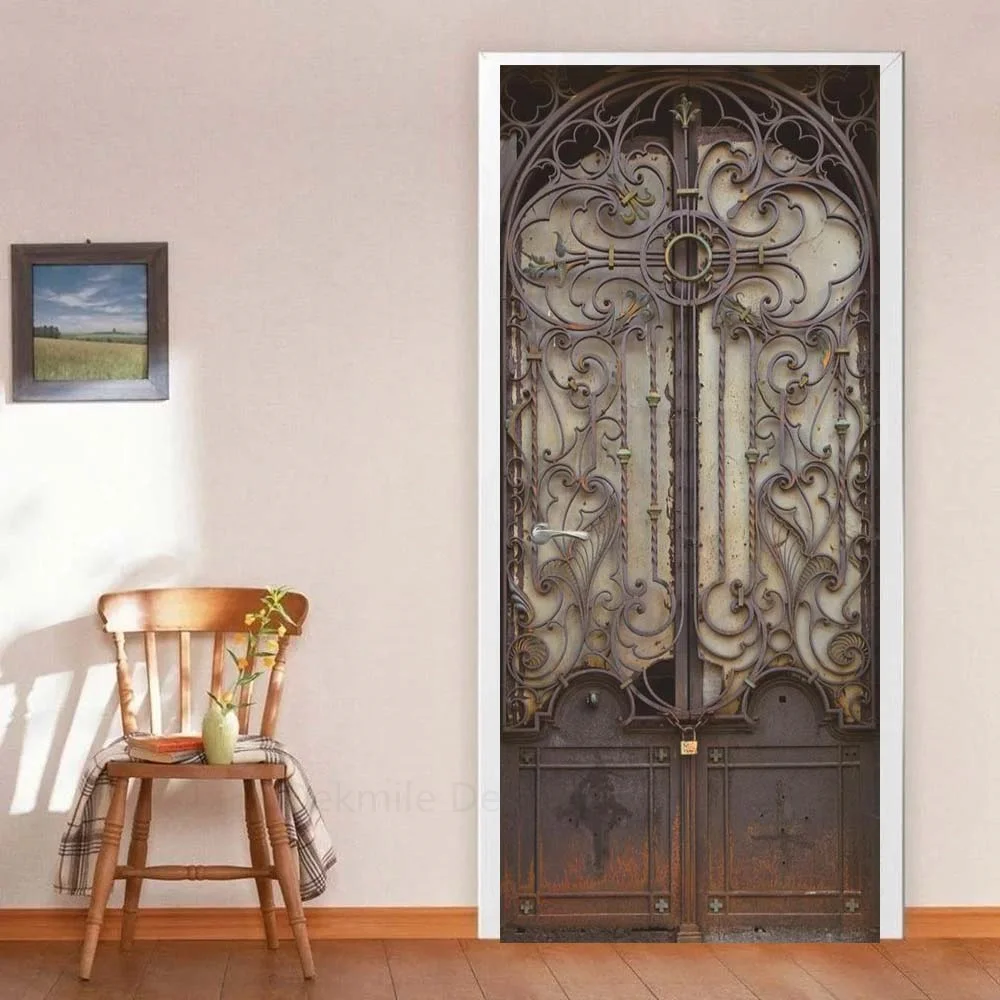 Custom 3D Scenery Door Sticker For Bedroom Home Decor Self Adhesive Removable Wall Decal Door Renovation Waterproof Poster