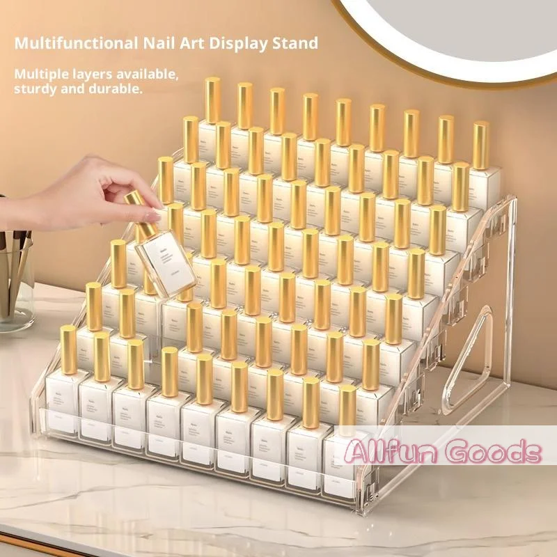 Acrylic Transparent Multi-layer Nail Polish Display Stand Lipstick Storage Box Plastic Nail Salon Cosmetic Tabletop Display Rack