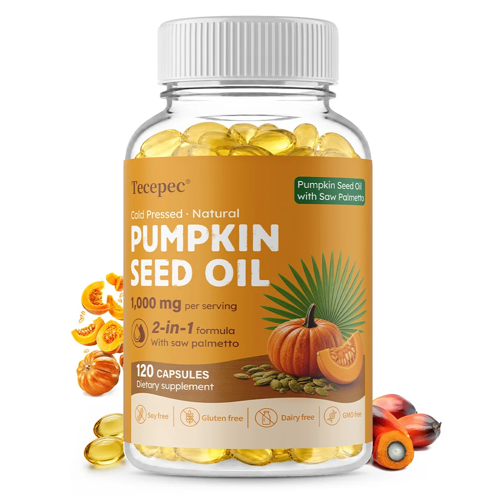 Pumpkin Seed Oil with Saw Palmetto, 120 Softgels | Cold-Pressed, Supports Hair, Immune, Bladder & Prostate Health, Non-GMO