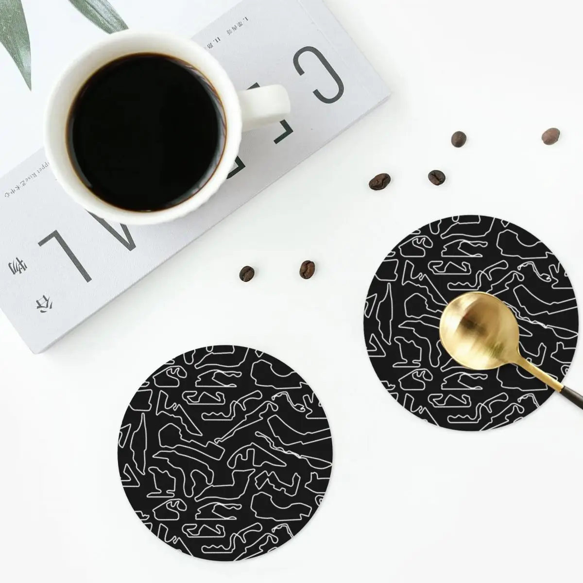 

F1 2023 Tracks Coasters Kitchen Placemats Waterproof Insulation Cup Coffee Mats For Decor Home Tableware Pads Set of 4