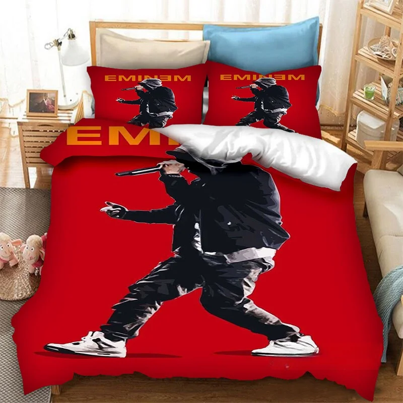 Fashion Hip hop Singer E-EMINEM Bedding Set Boys Girls Twin Queen King Size Duvet Cover Pillowcase Bed boys Adult Home Textiles