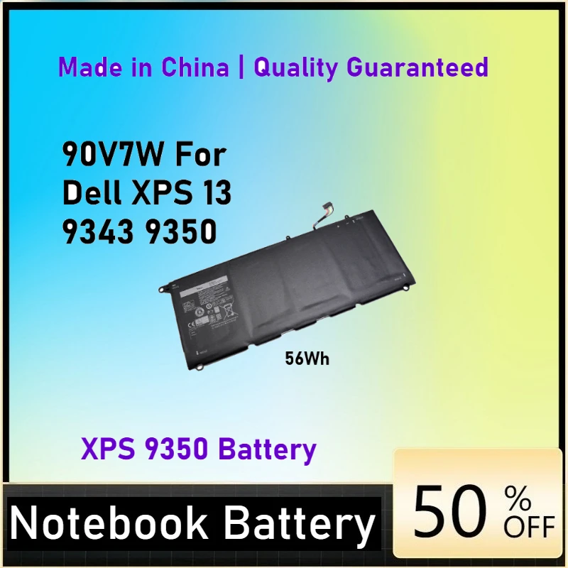 56Wh 90V7W Laptop Battery For Dell xps 13 9343 9350 Replacement JD25G
