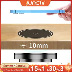 Desk Under Wireless Charger for iPhone 15/14/13/11/8/X/XR/Samsung/Airpods 2 3 Induction Charger Invisible Wireless Charging Pad