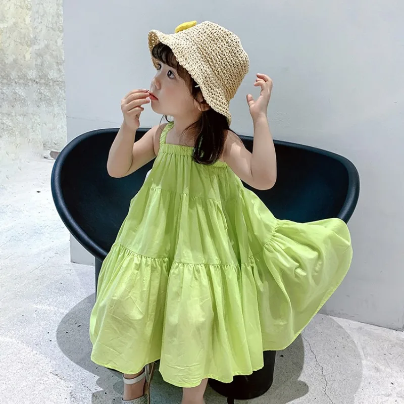 Children\'s  Suspender Dress  Sleeveless Summer Girl Girl Skirt Dress Beach Skirt