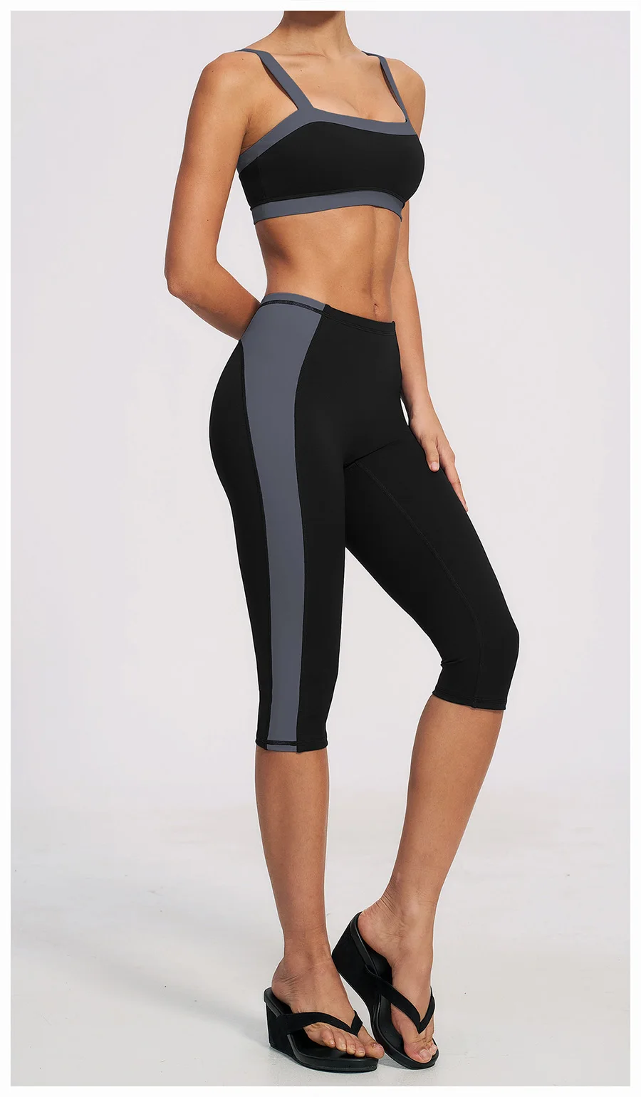 Yoga-Set 2-teilig Workout-Outfit Damen Trainingsanzüge Fitness-Weste Kurze Sporthose Ärmellose Capri-Hose Sportbekleidung Sport-BH Kleidung – Detail 34
