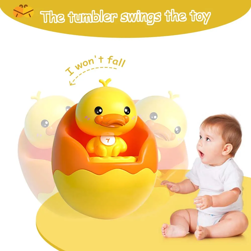 3Pcs Tumbler Toy campane integrate Cute Bunny Duck Dinosaur Shaped Tummy Time Wobble Toys Tumbler Wobble Toys che può giocare in