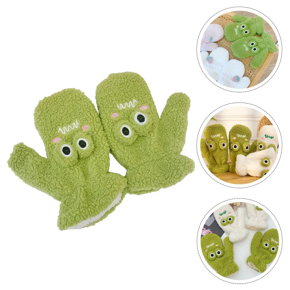 

1 Pair Gloves For Kids Winter Mitts Cartoon Warm Handwear Winter Gloves Soft Comfortable Durable Easy Clean Breathable