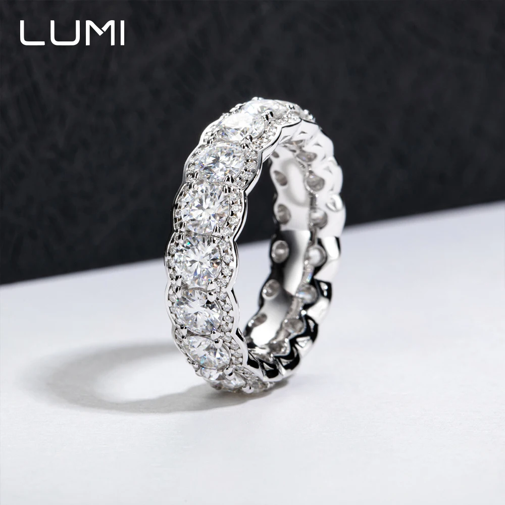 

New Style All Inlays 4mm Moissanite S925 Silver Ring Top Quality Jewelry Eternity Bands Party Anniversary Birthday Present