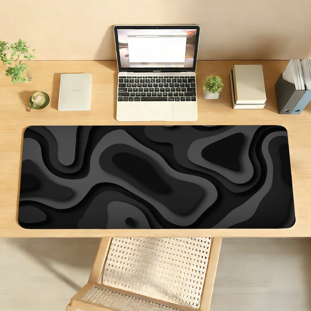 Black and grey abstract art pattern design Mouse Pad For Office Gaming And Keyboards Non-Slip Large Waterproof