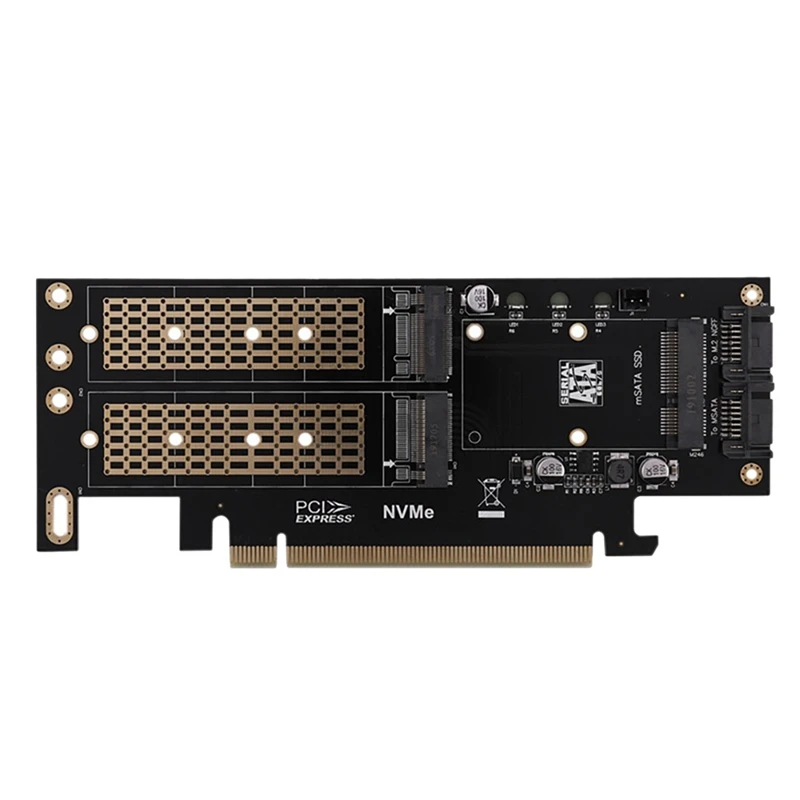 M.2 Nvme SSD NGFF To PCIE 3.0 X16 Adapter M Key B Key MSATA PCI Expansion SATA 3 In 1 Converter Riser