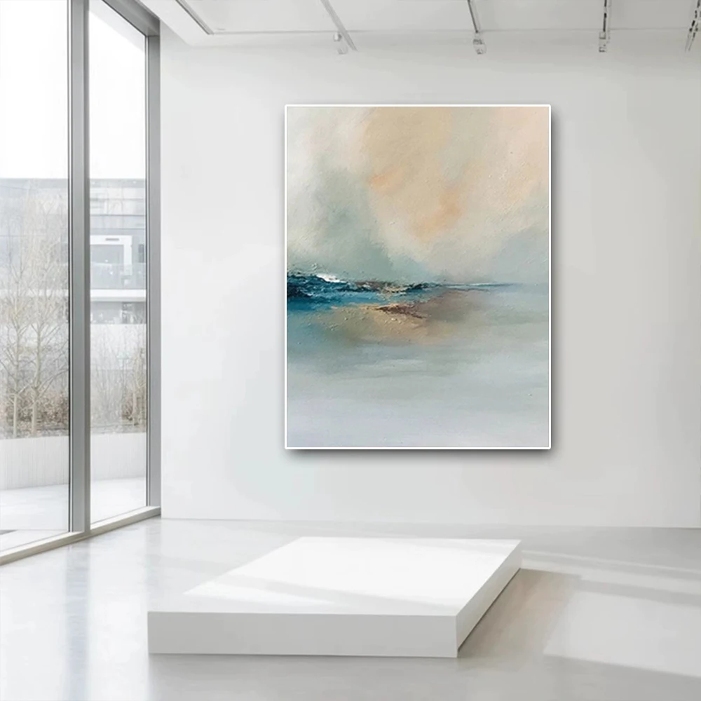 Abstract Home Decor Hand-Painted Oil Paintings Thick Oil Texture Knife Painting Sea View Sunrise Landscape For Living Room Decor