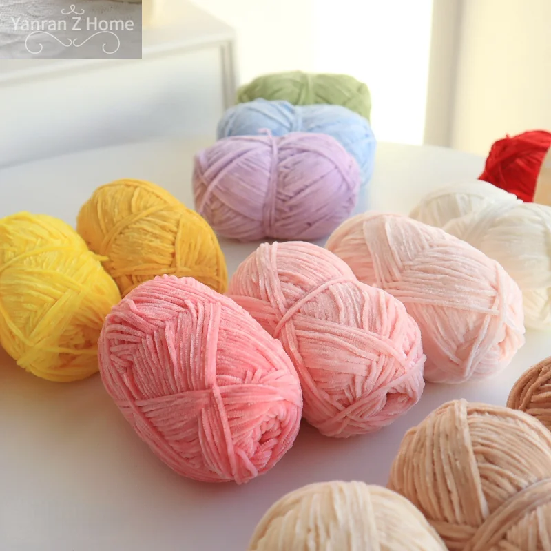 2 ply 100% polyester Yarn Chenille Yarn Hand Knitted Velvet Crochet Yarn Thread line knitting For Needlework doll Sweater Hat