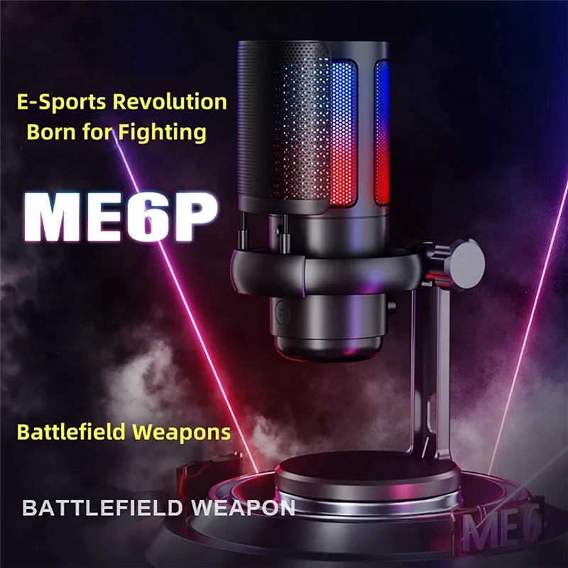 

Игровой RGB-микрофон, USB-микрофон для ПК для потоковой передачи, подкастиков, записи, конденсаторный настольный компьютерный микрофон для Mac/PS4/PS5, прочный