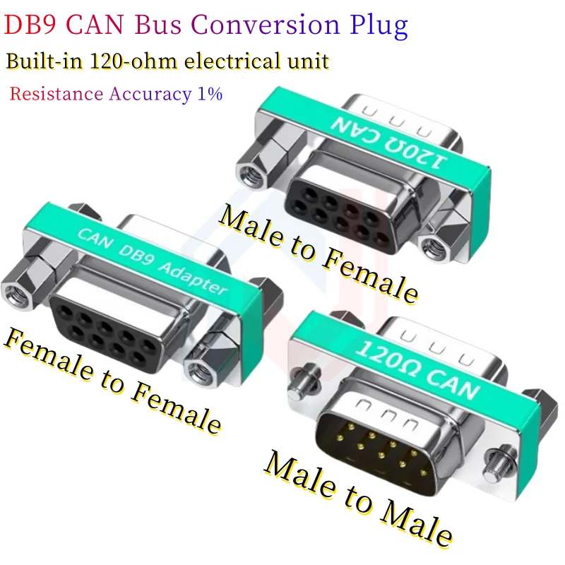 DB9 Male to Female Conversion Head with Built-in 120 Ohm CAN Terminal Resistance 1% Accuracy Pug CAN Bus Conversion Serial Port
