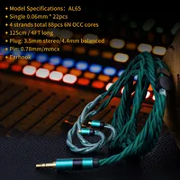 OKCSC 3.5mm/4.4mm Upgrade Cable 0.78mm 2-pin Earphone Balanced Cable for QDC WHITE TIGER SUPERIORE/FIIO FH1s JH3/Final A3000