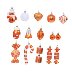 16Pcs Xmas Small Pendants Wedding Decoration Indoor Outdoor Miniatures Craft Shatterproof Festive Hanging Orange Christmas Balls