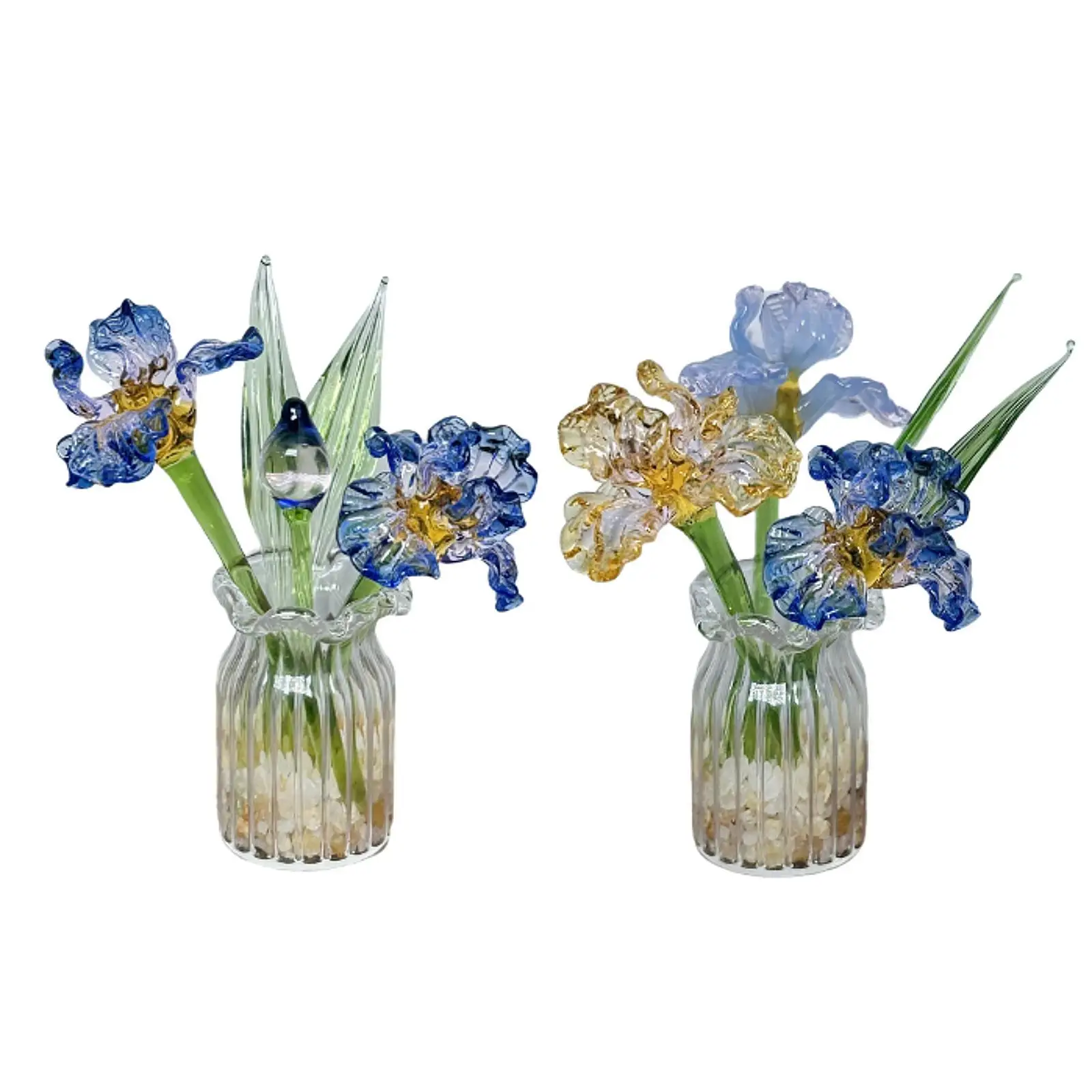 

Glass Flower Bouquet with Vase Collectible Figurines Gifts Lovely Decorative