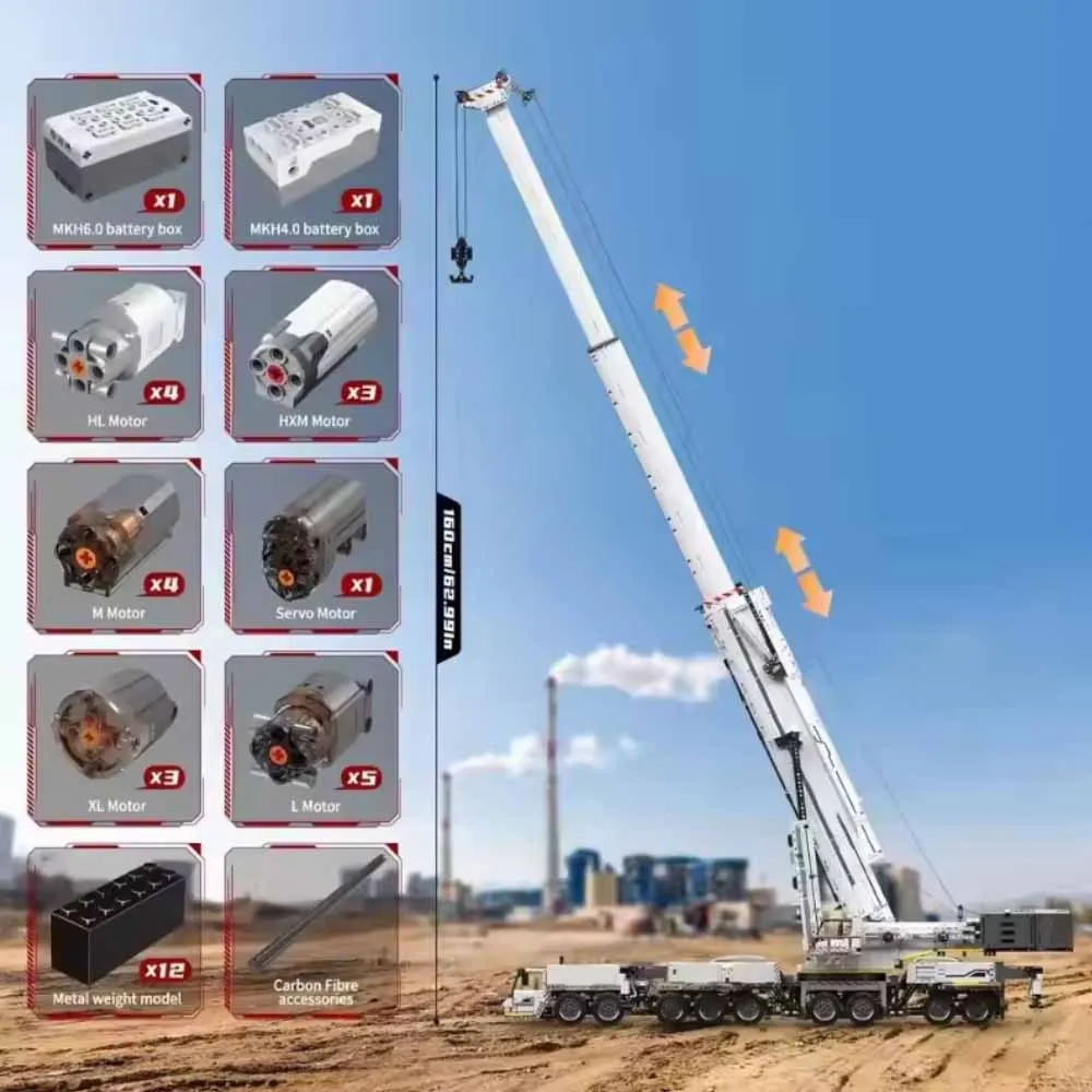 وصول جديد 17007/17008، نموذج رافعة ليبهير LTM11200 التقنية، سيارة تحكم عن بعد، مركبة هندسية، لعبة أطفال، هدية تركيب