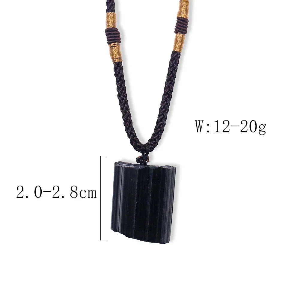 Black Verdelite Quartz Crystal Tourmaline Pendant Necklace Schorl Pillar Raw Taltalite Stone Charm Power Jewelry Specimen