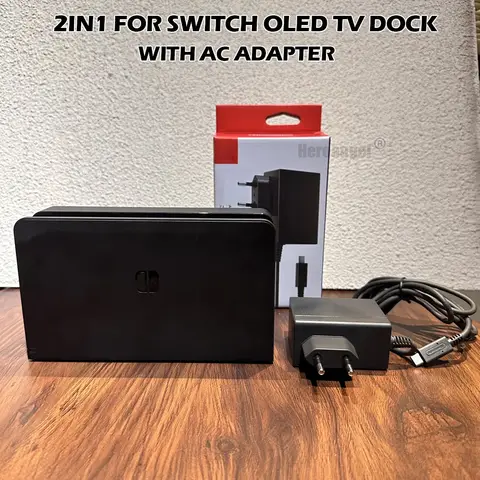 Nintend Switch OLED 충전 도크 용 2in1 HDMI 호환 TV 도킹 스테이션 스탠드베이스 + 스위치 OLED AC 어댑터 전원 공급 장치 용