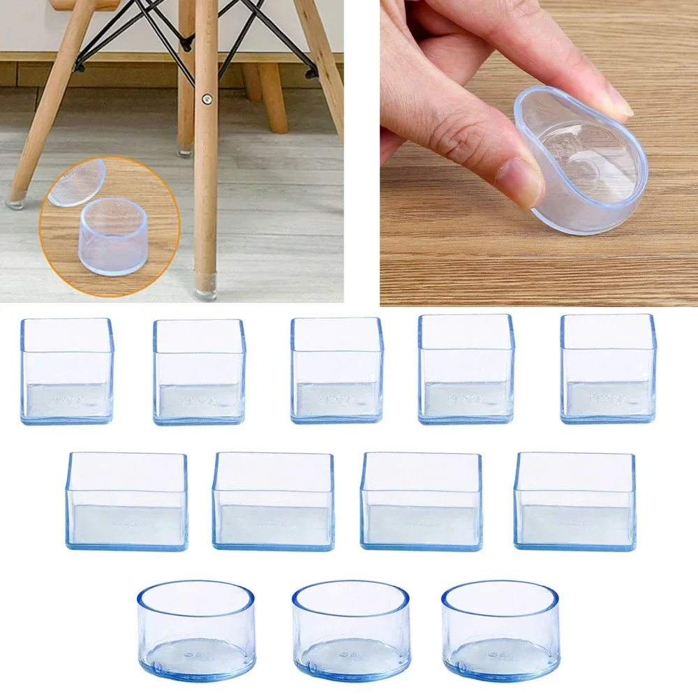 Cadeira Leg Rubber Caps Protector, Round and Square Floor Table Foot Cover, Meias Pipe Plugs, Móveis Nivelamento Pés, Home Decor, 4-12Pcs