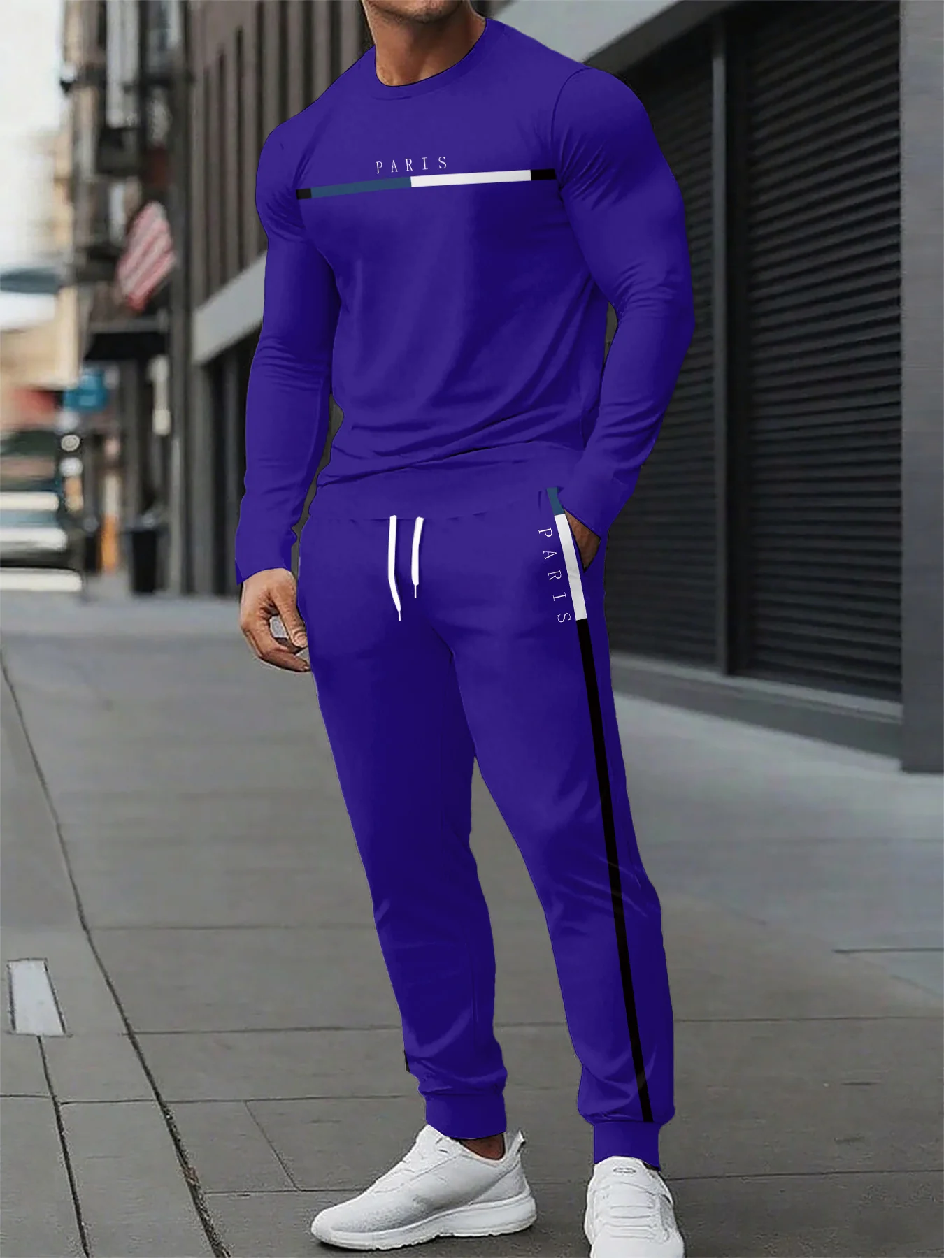 

Autumn and Winter Men Long Sleeved Sets Color Print Men Clothing Tracksuit Quick Drying and Comfortable Male Clothes Suit