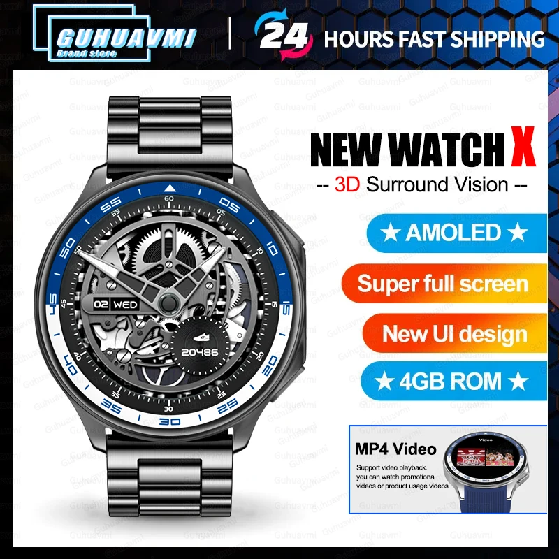 2024New Men Ultimate Watch X Smart Watch 466*466 HD AMOLED Screen Bluetooth Call 4GB Memory MP3 MP4 Playback Business Smartwatch