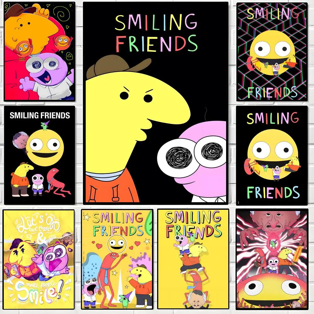 anime Smiling Friends Poster High-quality vintage prints & posters for home, bar, cafe, aesthetic wall art.