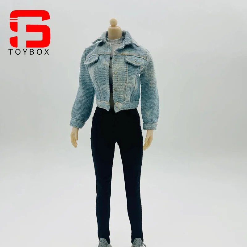 1/6 Scale Female Trendy Denim Jacket Clothes Model Fit 12-inch Soldier Action Figure Body Dolls