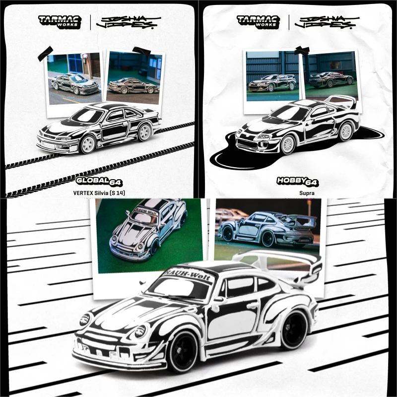 Tarmac Works 1:64 W14 E Italian Grand Prix 2023 / RWB993 Supra S14 Diecast Model Car