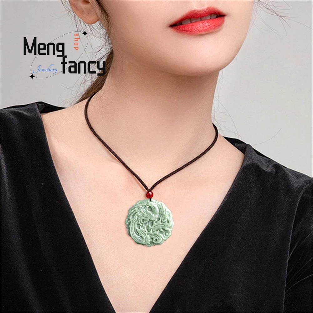 Natural A-goods Jadeite Phoenix Jade Pendant Exquisite Retro Handicraft Best Selling Mascots Fashion Fine Jewelry Holiday Gift